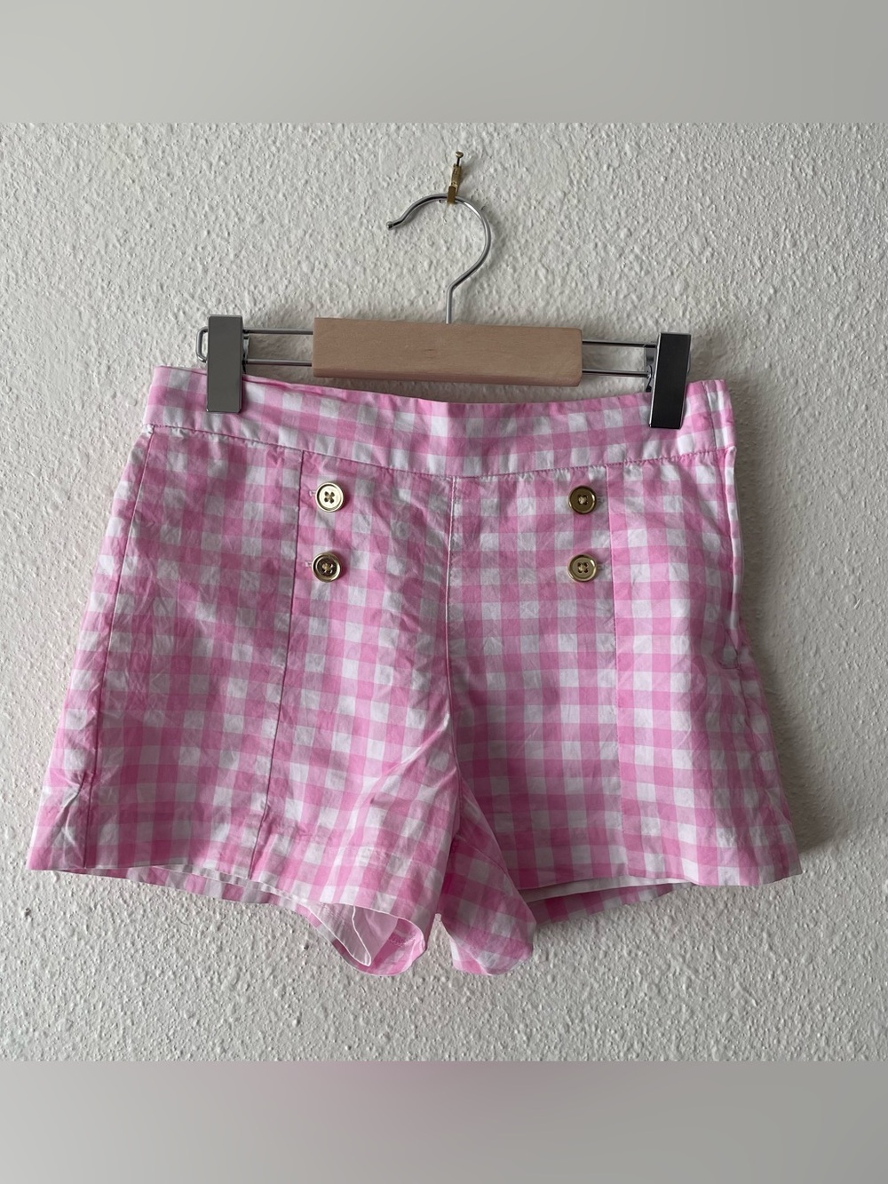 Janie and Jack Girls Pink Gingham Sailor Shorts Size 8 Cotton Lined